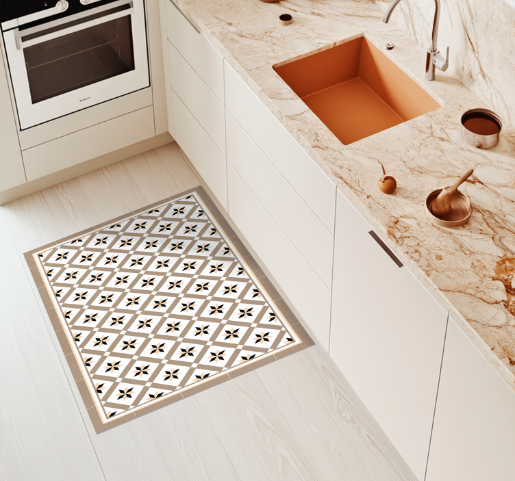 Hydraulic Brown kitchen vinyl rug - TenStickers