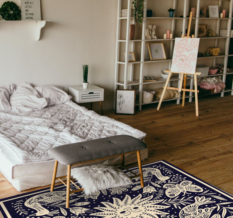 Celestial folk harmony bedroom vinyl rug - TenStickers