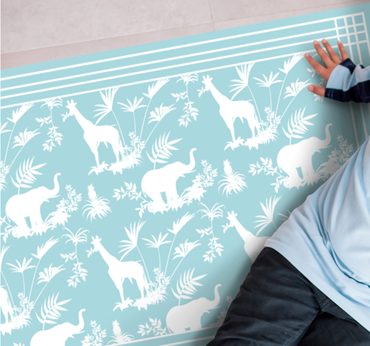 Jungle Safari Scene nursery vinyl rug - TenStickers