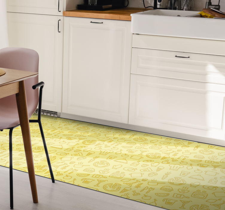 Kitchen Iconography kitchen vinyl rug - TenStickers
