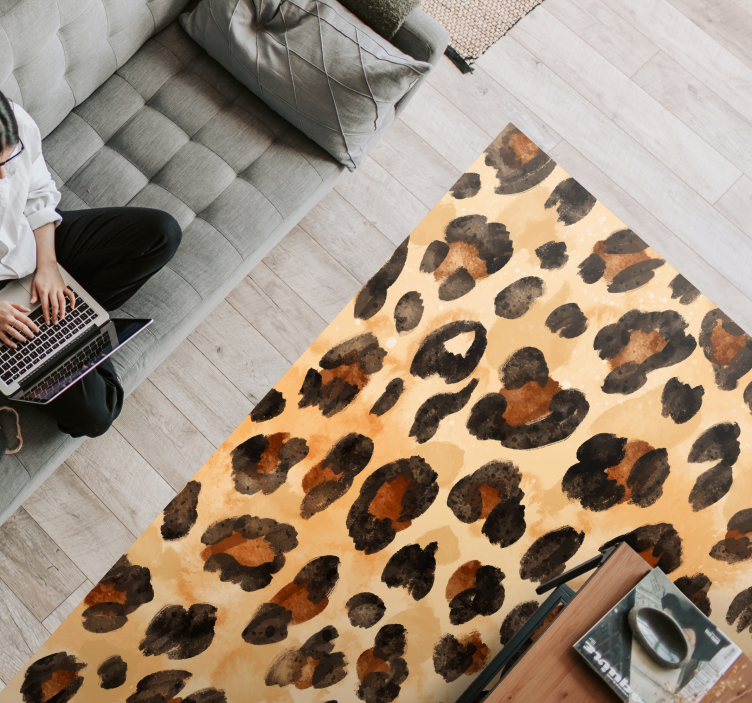 Leopard spots motif animal print vinyl rug - TenStickers