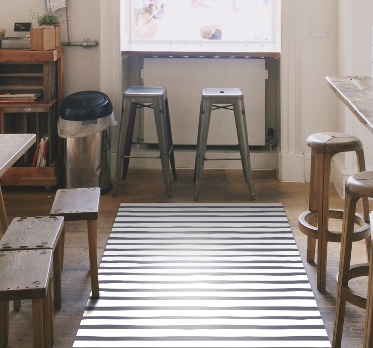 Light Grey Striped nordic vinyl rug - TenStickers