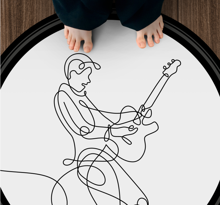 Line Art Musician textured vinyl rug - TenStickers