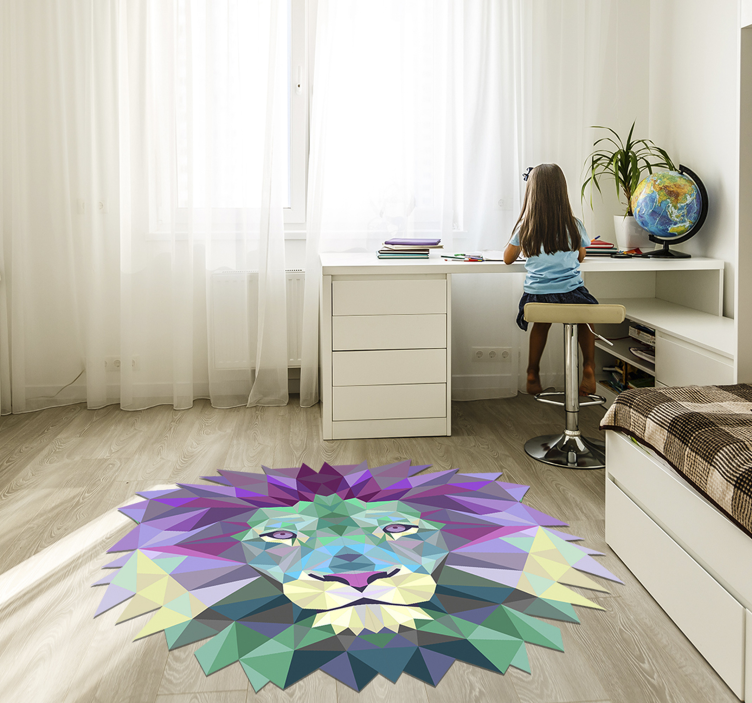 geometric lion animal mat - TenStickers