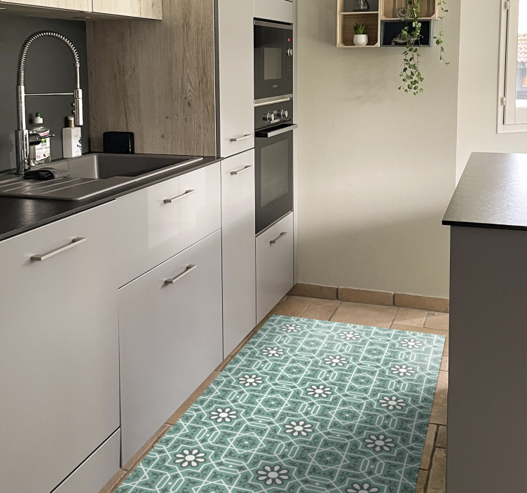 long kitchen vinyl rug with pattern tile carpet - TenStickers