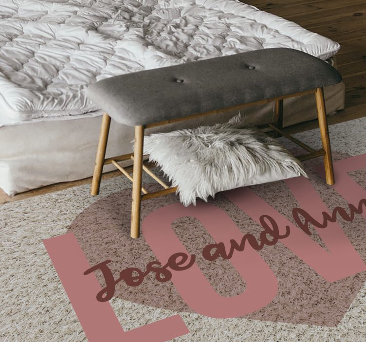 Love heart with names bedroom vinyl rug - TenStickers