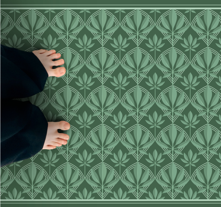 Lush leaf pattern bedroom vinyl rug - TenStickers