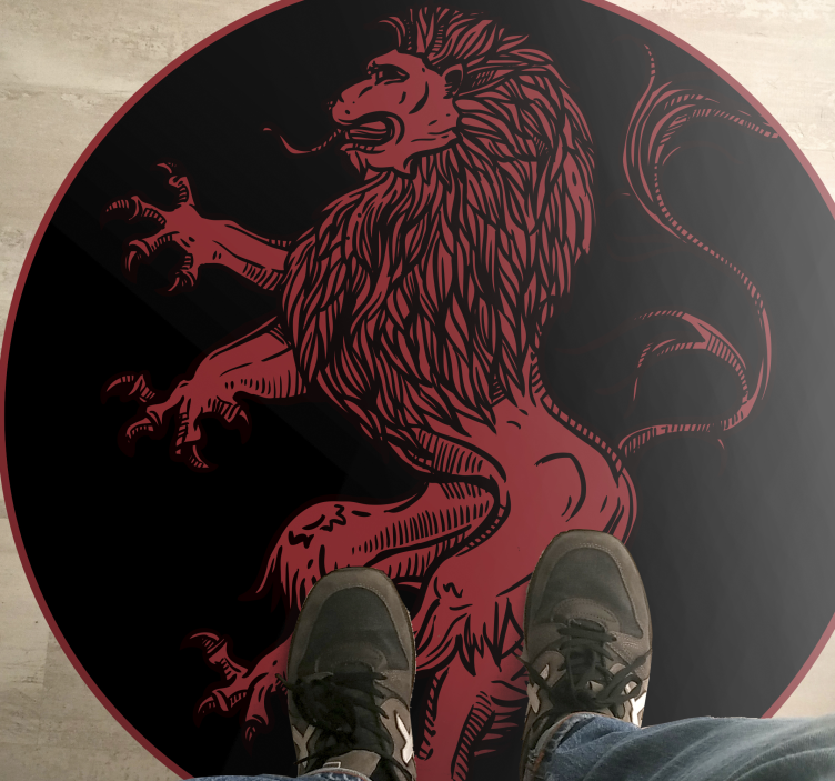 Red lion emblem animal vinyl rug - TenStickers