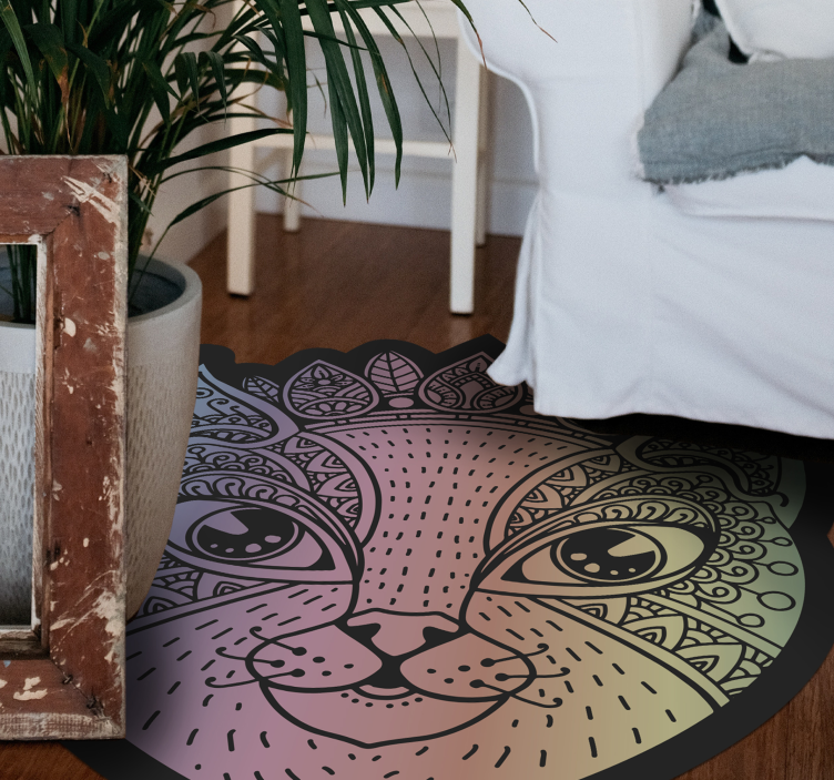 Mandala Cat Illustration animal vinyl rug - TenStickers