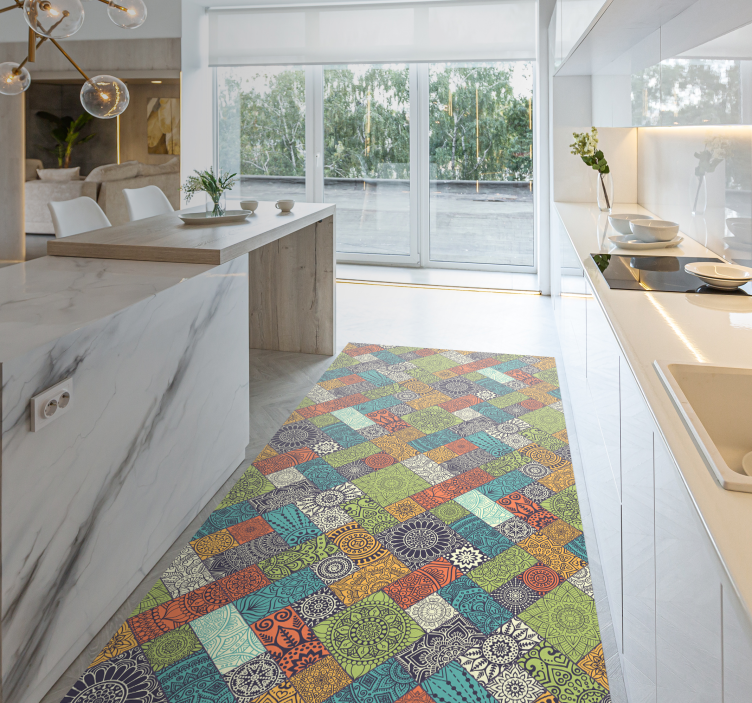 Mandala Patchwork Pathway mandala vinyl rug - TenStickers