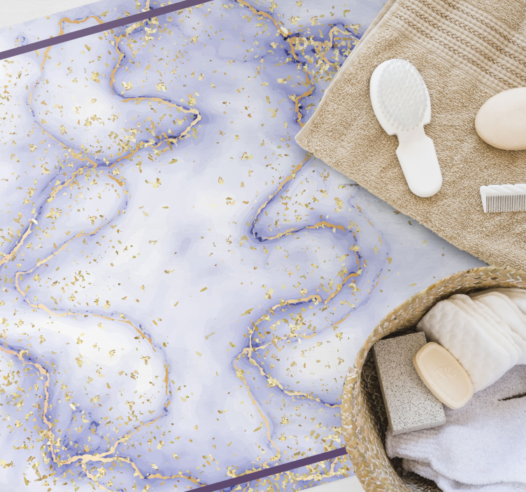 Marbled Gold Splatter marble vinyl rug - TenStickers
