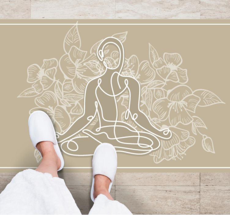 Meditative Floral Silhouette nature vinyl rug - TenStickers