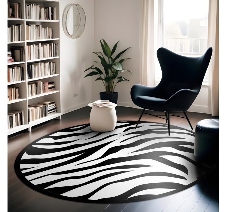 Abstract black and white pattern minimal rug - TenStickers