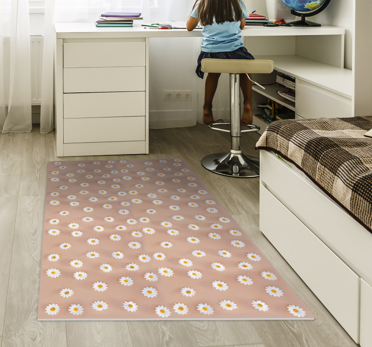 Gorgeous modern daisy pattern vinyl bedroom rug - TenStickers