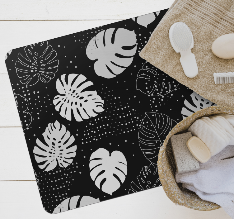 Monochrome Botanical floral rug - TenStickers