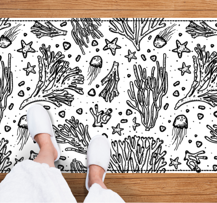 Monochrome Ocean Motif animal mat - TenStickers