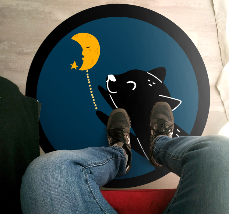 Moonlit Cat kids vinyl rug - TenStickers