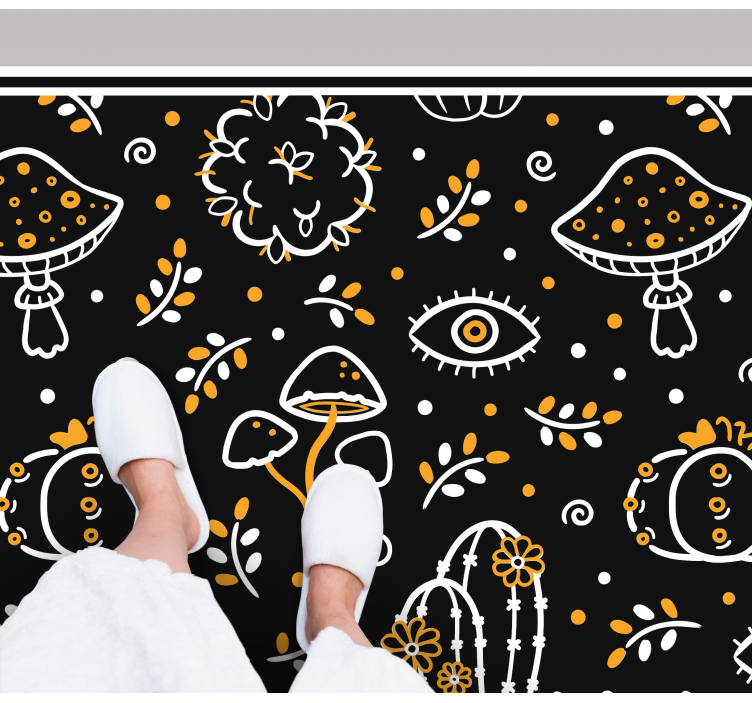 Mushroom artwork floral vinyl rug - TenStickers