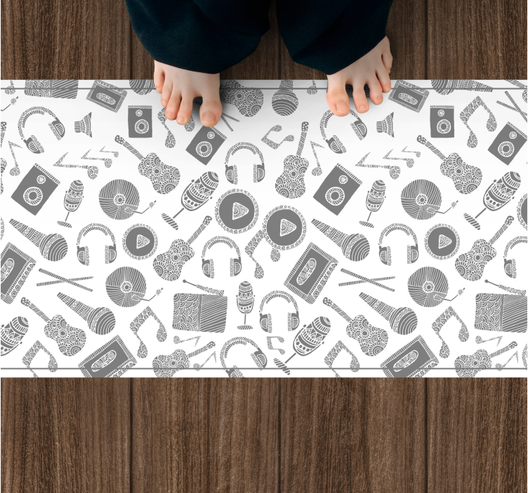 Musical Elements Pattern kids vinyl rug - TenStickers
