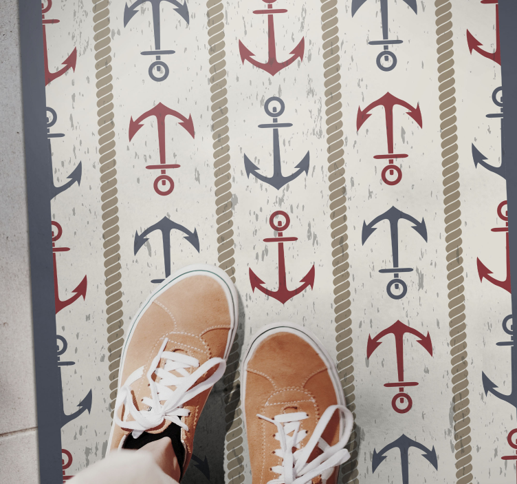 Nautical Anchor Pattern minimal vinyl rug - TenStickers