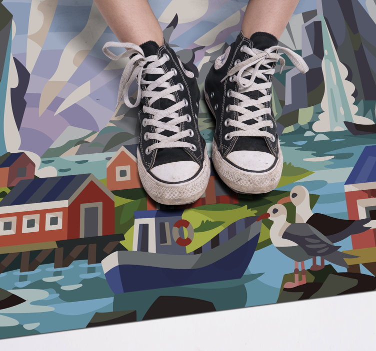 Norwegian small village with nature ethnic rug - TenStickers