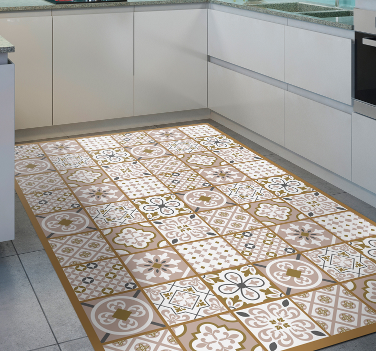 Patterned Floor Accent tile vinyl rug - TenStickers