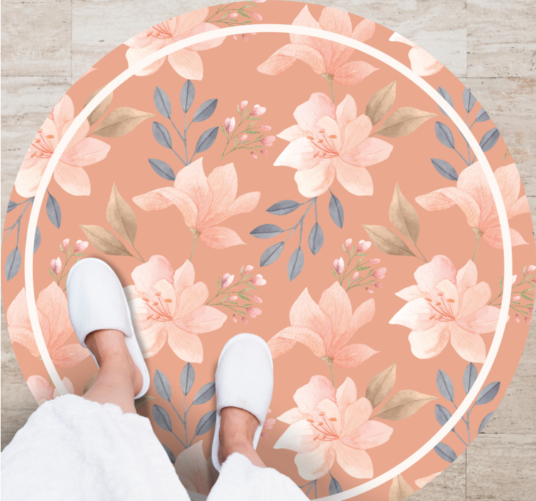Peach Floral Arrangement floral vinyl rug - TenStickers