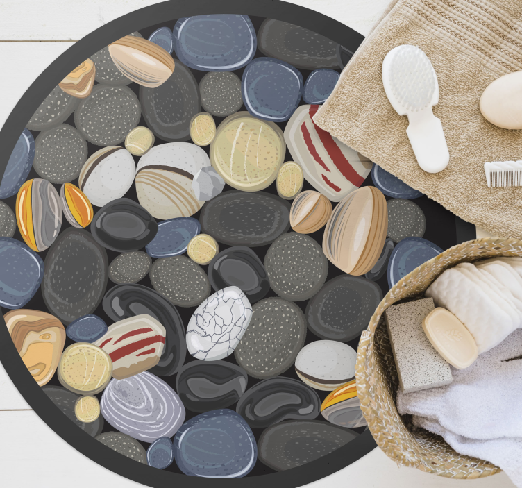 Pebble Mosaic circular vinyl rug - TenStickers