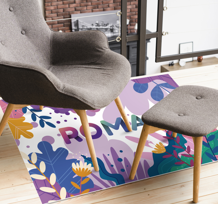 Personalized Botanical custom vinyl rug - TenStickers