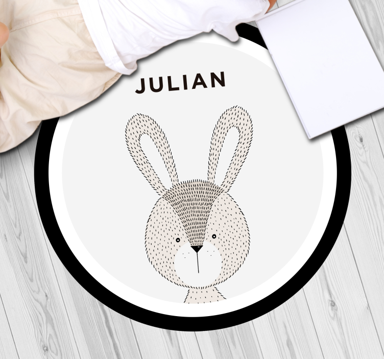 Personalized Bunny nursery vinyl rug - TenStickers