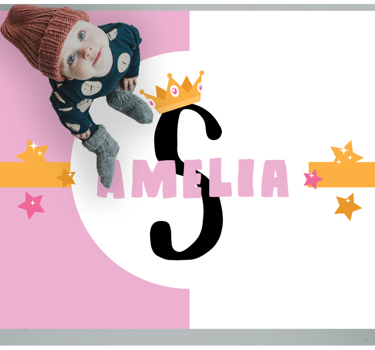 Personalised crown with initial kids vinyl rug - TenStickers