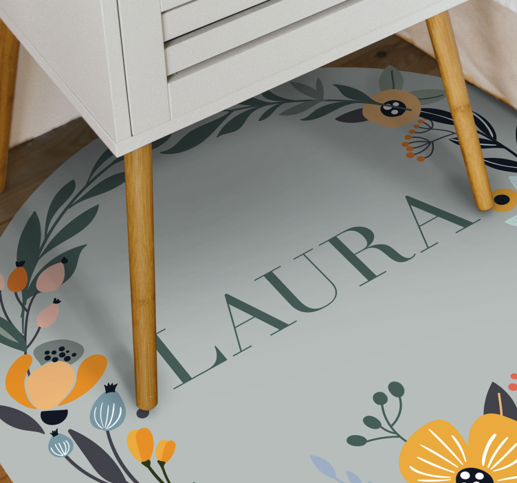 Personalized Floral Design custom vinyl rug - TenStickers