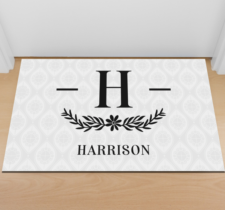Custom family initial with bay entrance hall vinyl rug - TenStickers