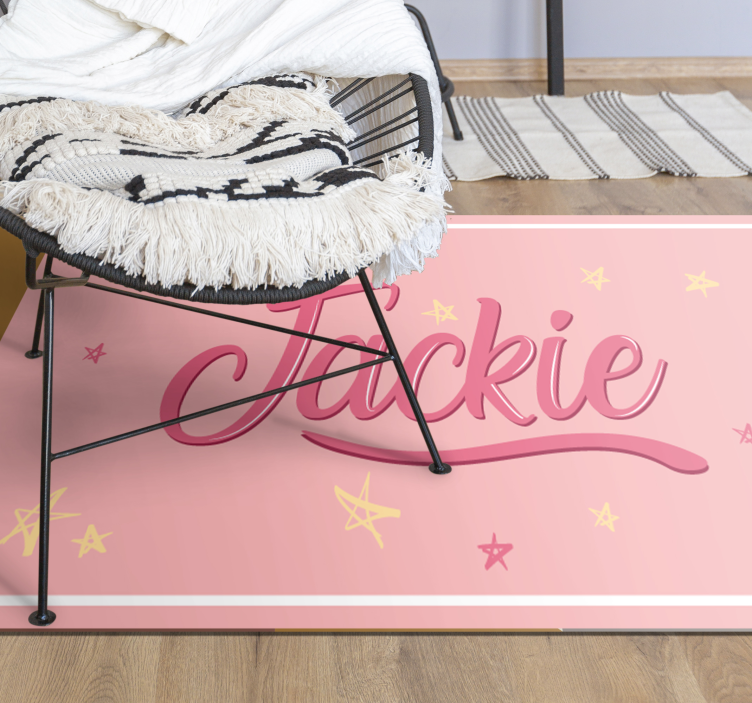 Pink name with stars teen vinyl rug - TenStickers