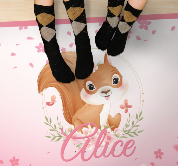 Squirrel Illustration custom vinyl rug - TenStickers