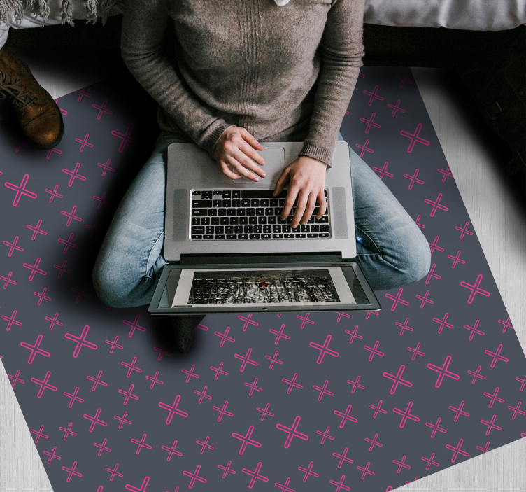 Pink cross patterns teen vinyl rug - TenStickers