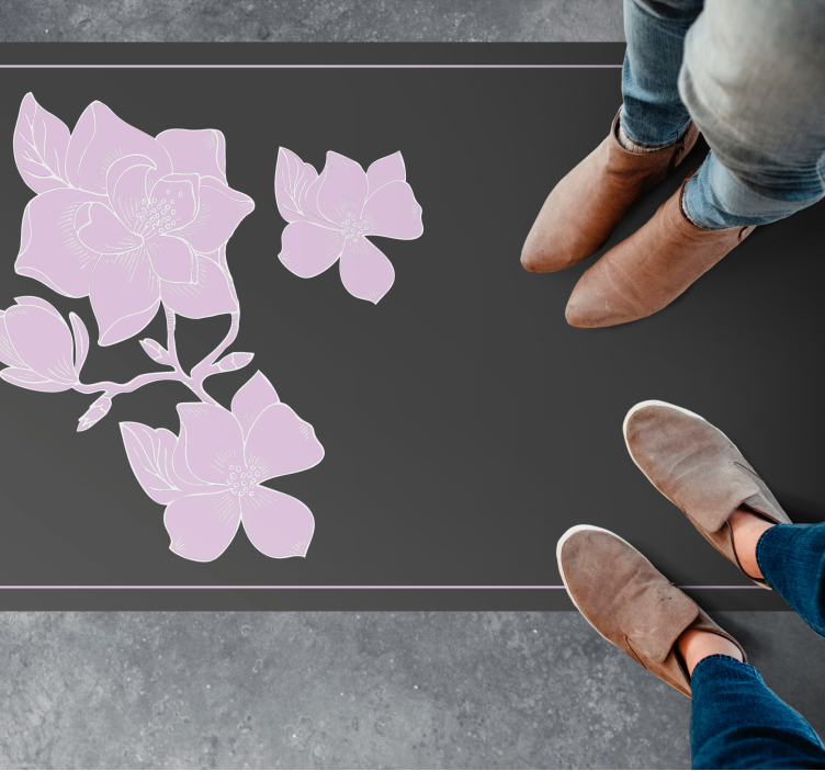 Pink arrangement floral vinyl rug - TenStickers
