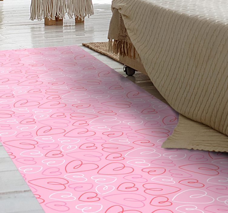 Pink Heart Pattern bedroom vinyl rug - TenStickers