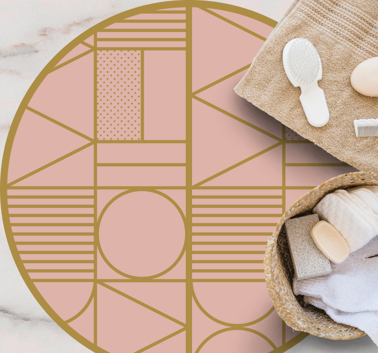 Pink motif geometric vinyl rug - TenStickers