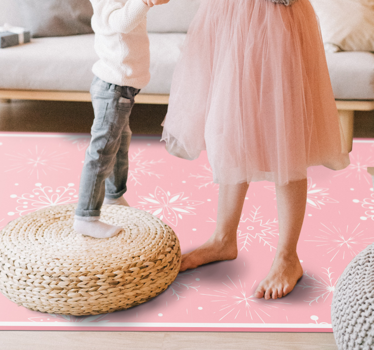 Pink Snowflake Motif Christmas vinyl rug - TenStickers