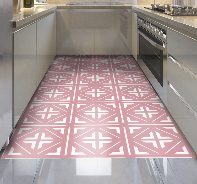 Pink squarred design tile vinyl rug - TenStickers