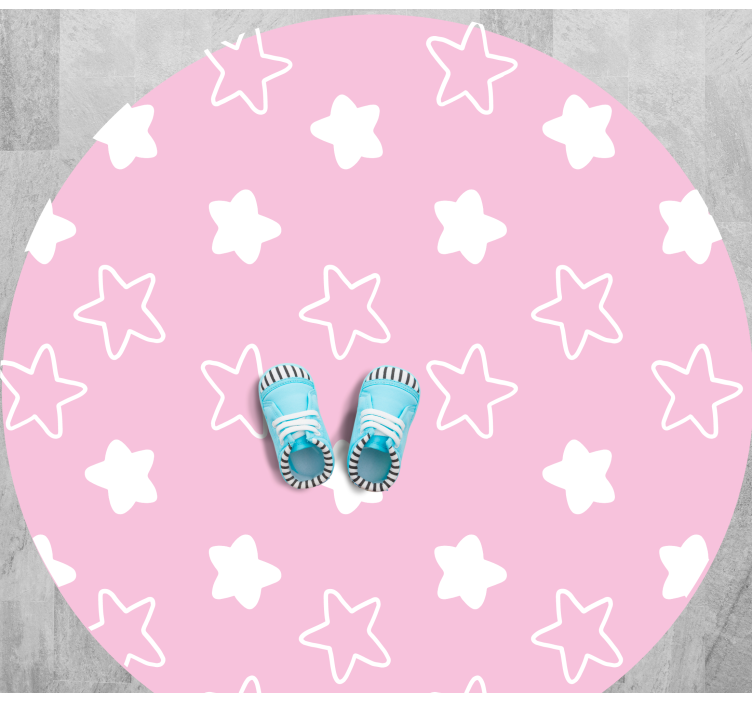 Pink Star Pattern circular vinyl rug - TenStickers