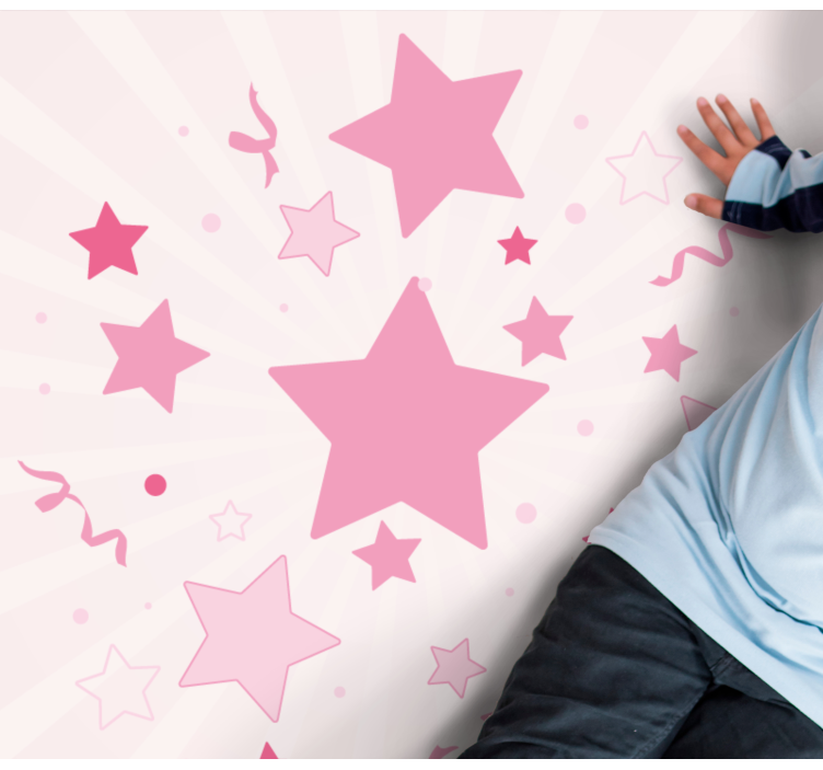 Pink festive motif star vinyl rug - TenStickers