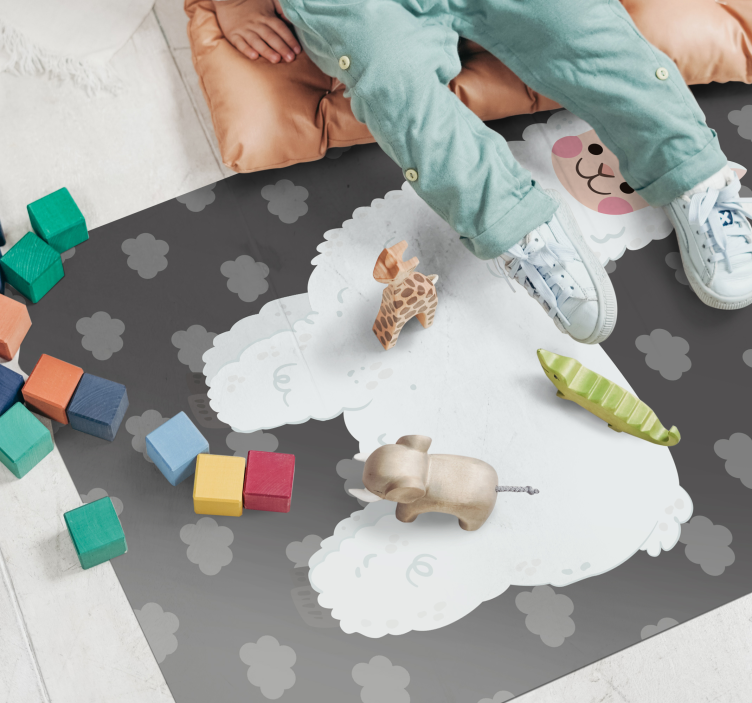 Playful Alpaca Shape kids vinyl rug - TenStickers
