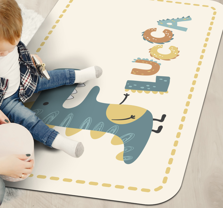 Playful Dinosaur custom vinyl rug - TenStickers