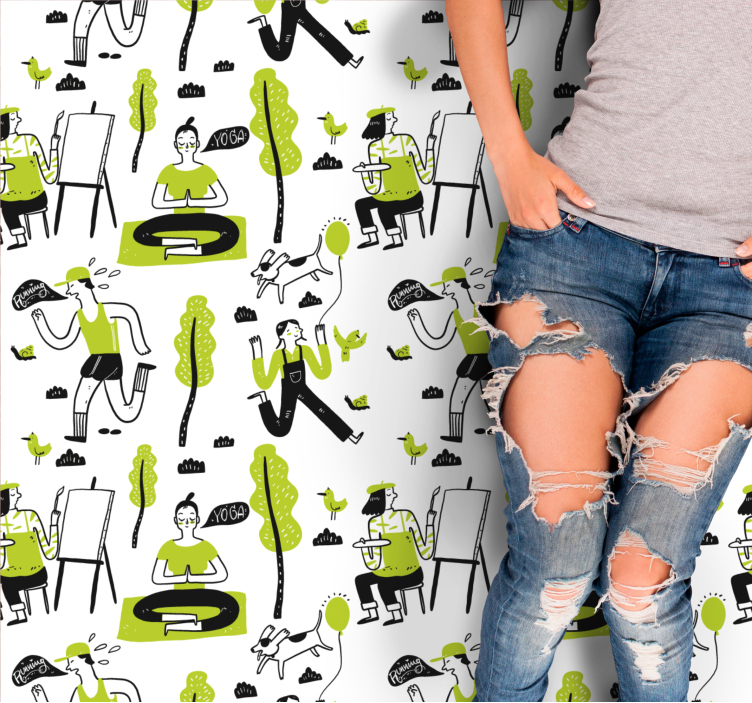 Playful Urban Scenes textured vinyl rug - TenStickers