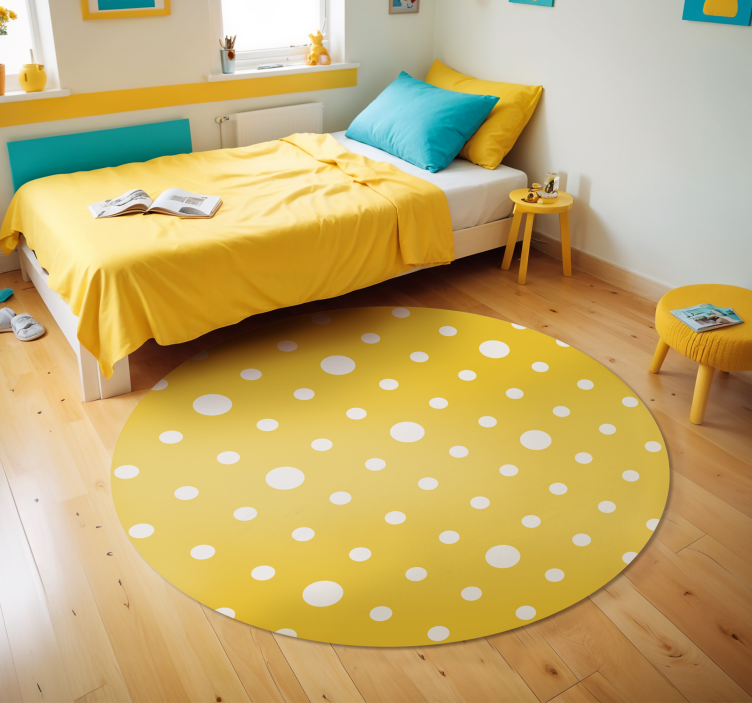 Polka dot  yellow vinyl rug - TenStickers