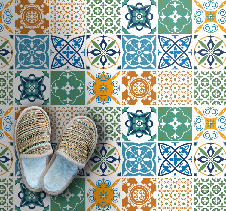 Porcelain colourful pattern kitchen floor tiles - TenStickers