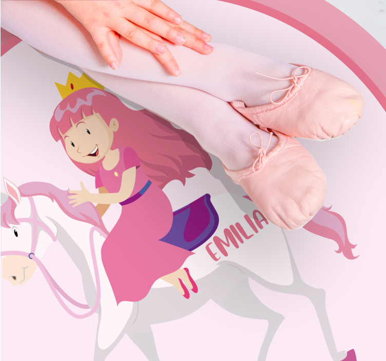 Custom princess on unicorn kids vinyl rug - TenStickers