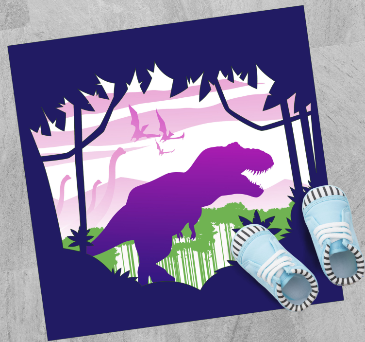 Purple dinosaur kids vinyl rug - TenStickers